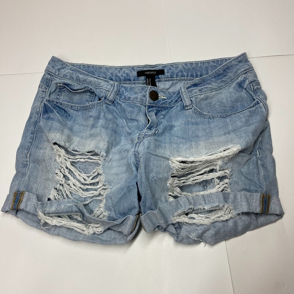 Forever21:ripped jean shorts